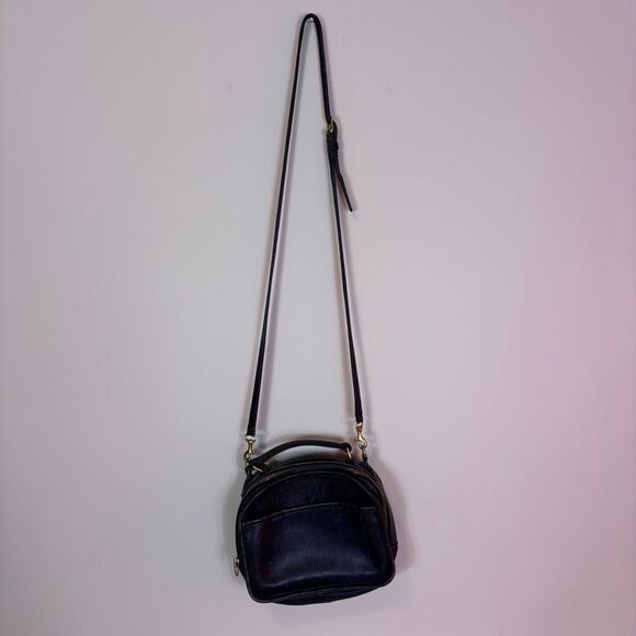 Coach Vintage Black Leather Lunchbox Zip Crossbody Bag Style 9991 - Picture 1 of 9